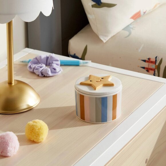 Pillowfort Other - Pillowfort Kids' Ceramic Star Lid & Striped Jar Small Container 3" x 3" x 2"